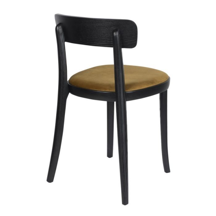 Silla Terciopelo Amarillo Madera Fresno Negro, 75 Cm