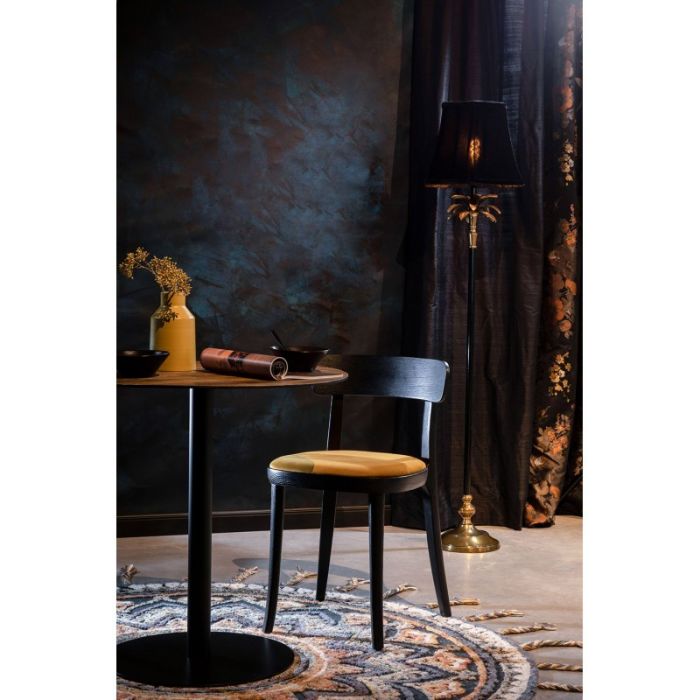 Silla Terciopelo Amarillo Madera Fresno Negro, 75 Cm