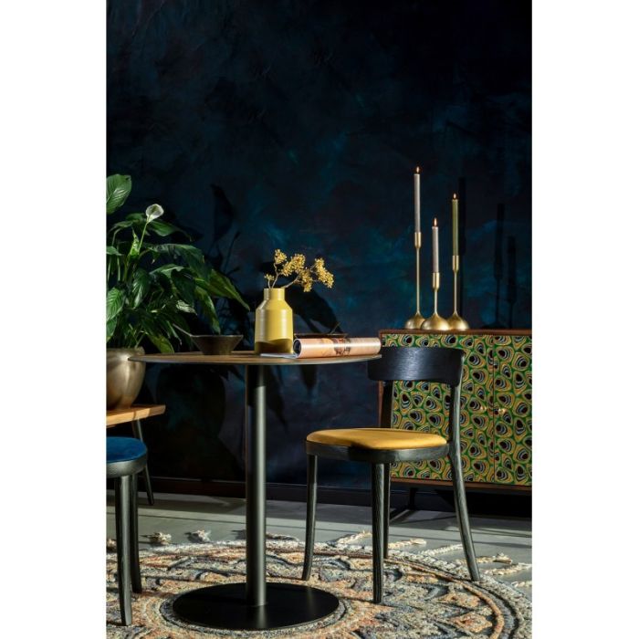 Silla Terciopelo Amarillo Madera Fresno Negro, 75 Cm