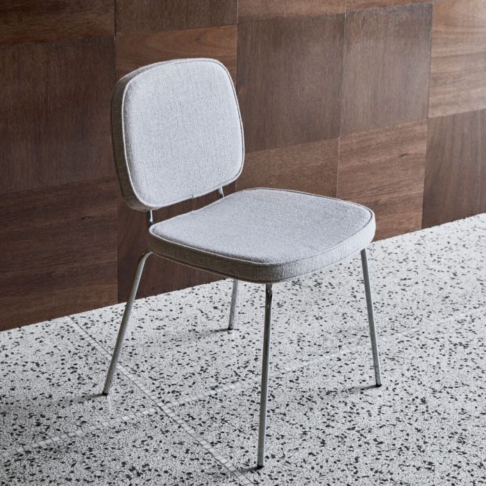 Silla en tejido arena y estructura de acero cromado 56 cm