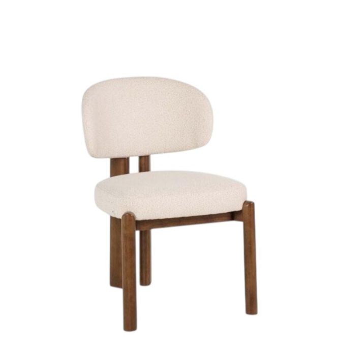 Silla chenilla beige madera marrón