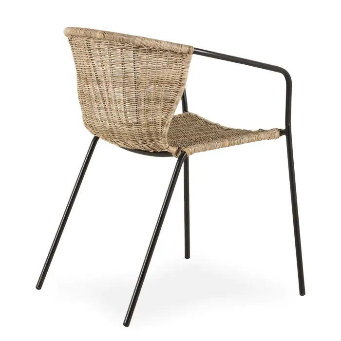 Silla Exterior Ratán Natural Hierro, 58 Cm
