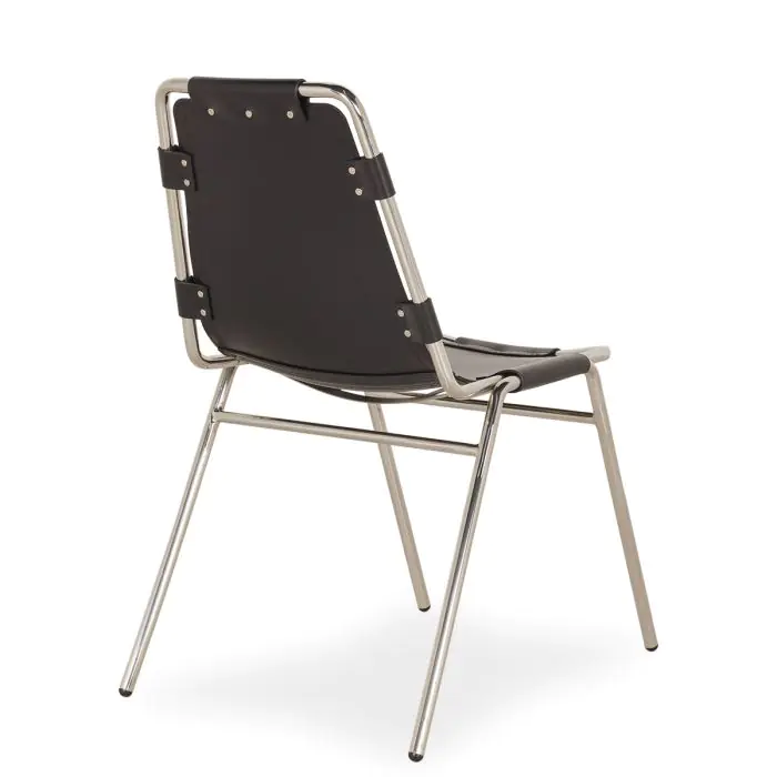 Silla Negro Cuero Acero, 42 Cm