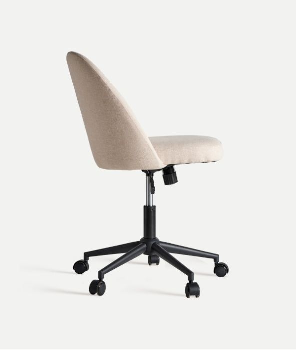 Silla Sindia Madera Hierro Negro Tejido Crema,80 Cm
