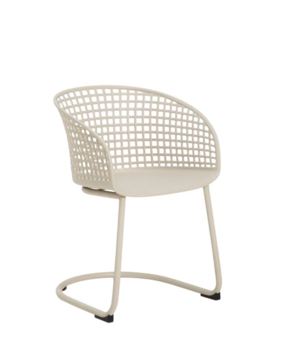 Silla de exterior en plástico y acero beige 54 cm
