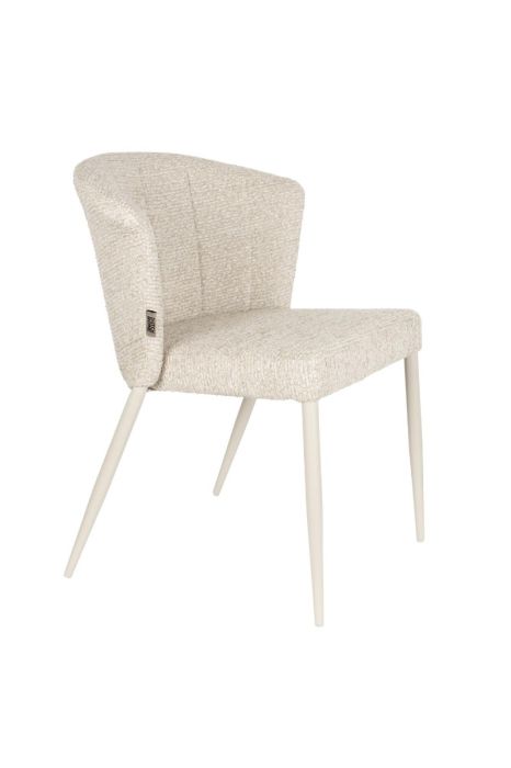 Silla en madera tapizada beige y patas de metal 61,5 cm
