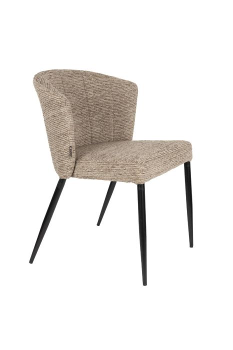 Silla en madera tapizada marrón y patas de metal negro 61,5 cm
