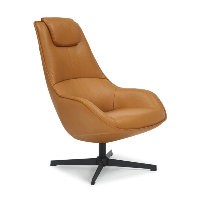 Silla giratoria en poliuretano miel y metal negro 66 cm
