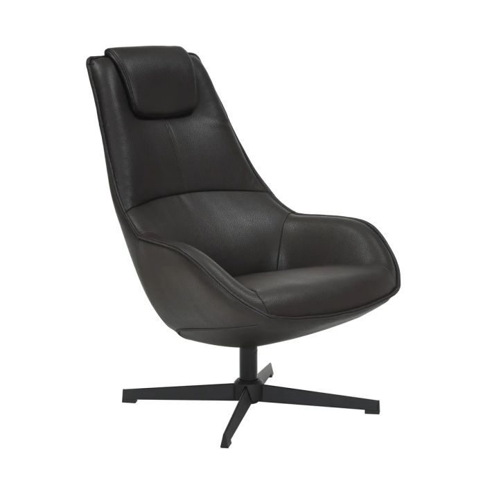 Silla giratoria en poliuretano negro y metal negro 66 cm
