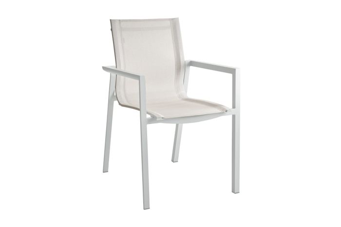 Silla de exterior en aluminio gris claro y textilene blanco roto 55 cm