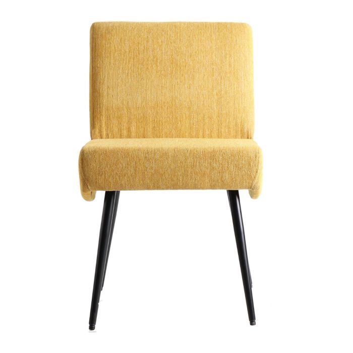 Silla Salón Chenilla Amarillo Metal Negro