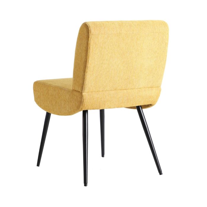 Silla Salón Chenilla Amarillo Metal Negro