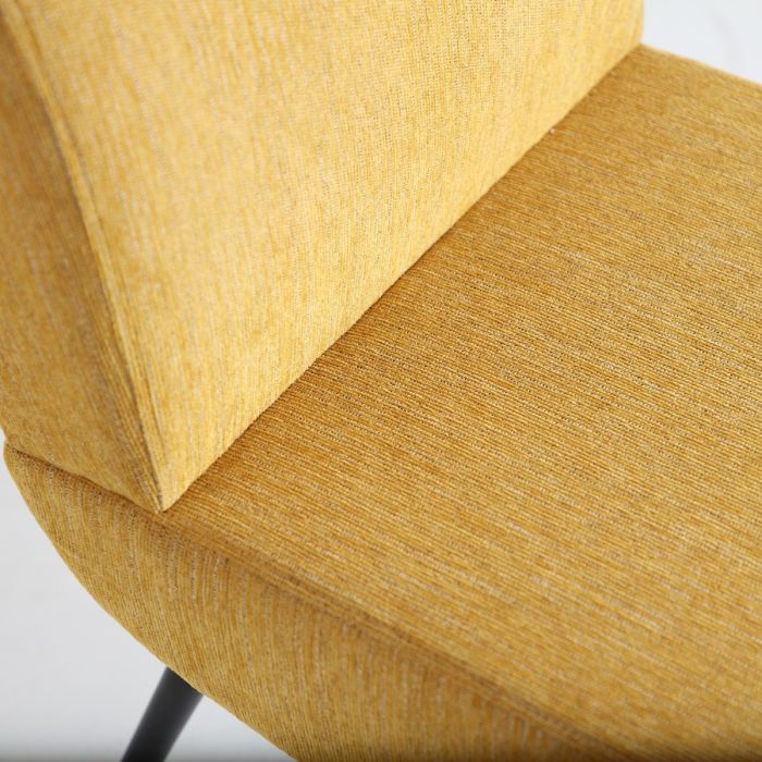 Silla Salón Chenilla Amarillo Metal Negro
