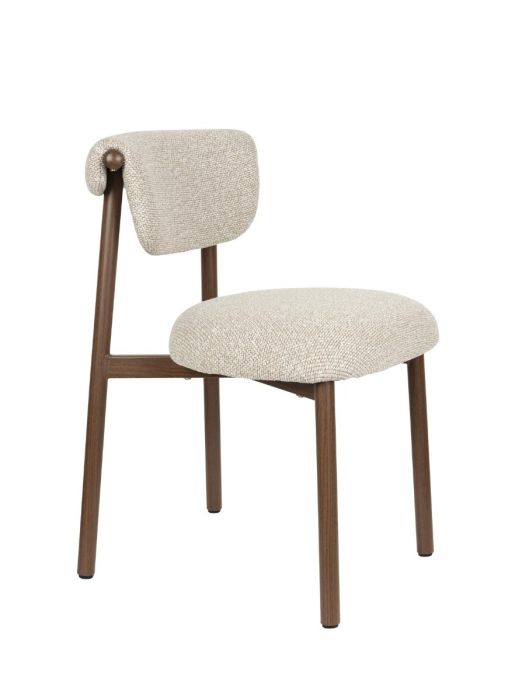 Silla en metal efecto madera marrón y tejido beige 57 cm