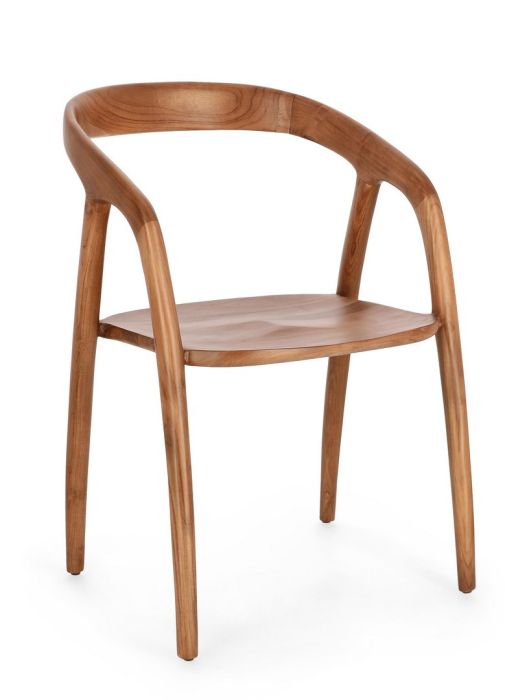 Silla en madera de teca natural.
