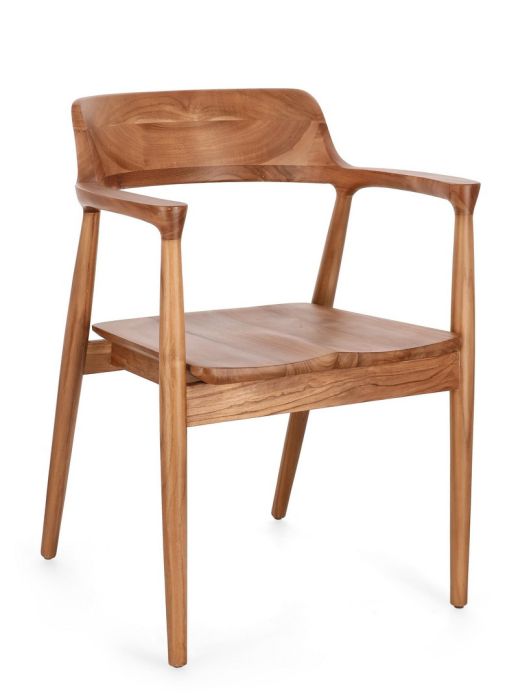 Silla en madera de teca natural.
