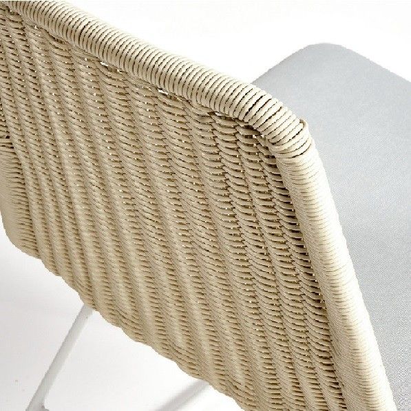Silla Rattan Sintético Estructura Metal Blanco, 47 Cm