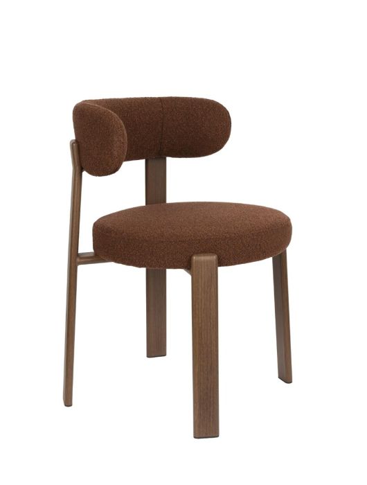 Silla en metal efecto madera marrón y tejido color tierra 52 cm