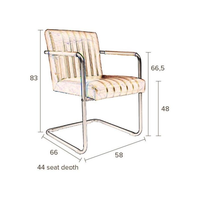 Silla Stitched  Marrón Acero Negro, 83 Cm