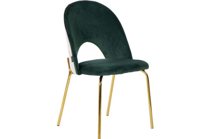 Silla velvet verde gris oro