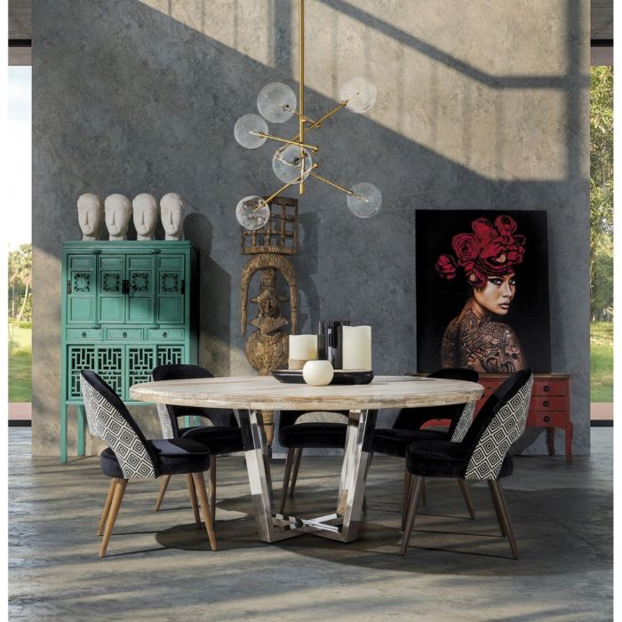 Silla Moderna Terciopelo Negro Blanco 54 Cm