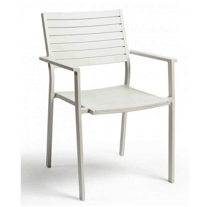 Silla de Exterior Estilo Escandinavo Aluminio Blanco, 88 Cm