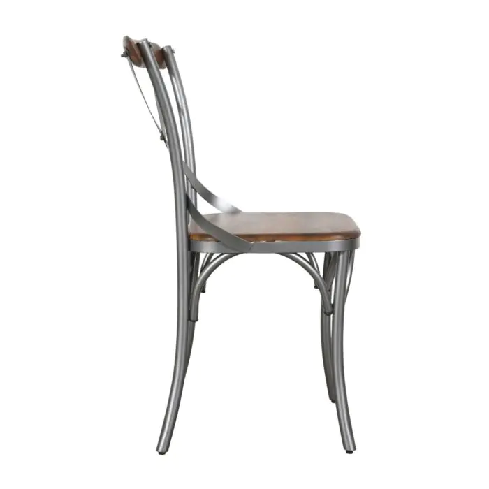 Silla Cruceta Madera Mango Metal Gris, 40 Cm