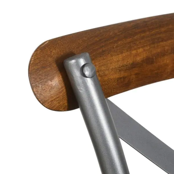 Silla Cruceta Madera Mango Metal Gris, 40 Cm