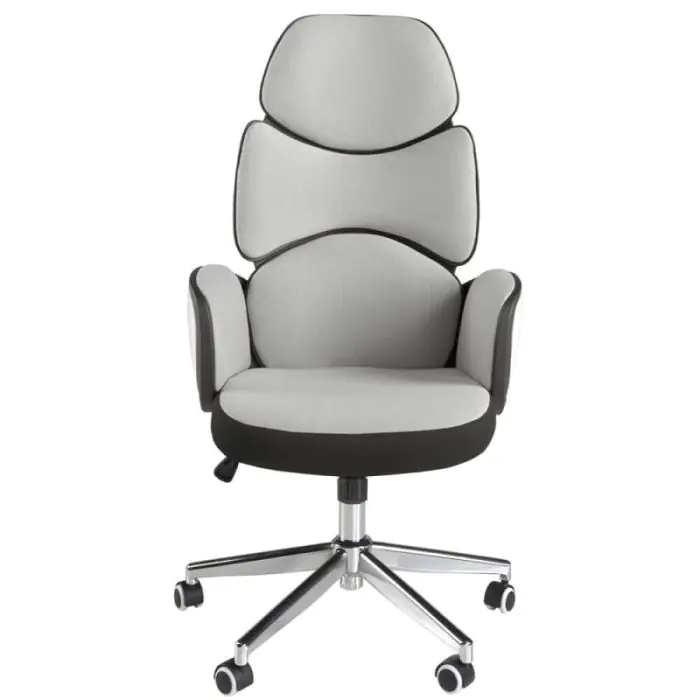 Silla Giratoria Oficina Tela Gris Blanco, 64 Cm