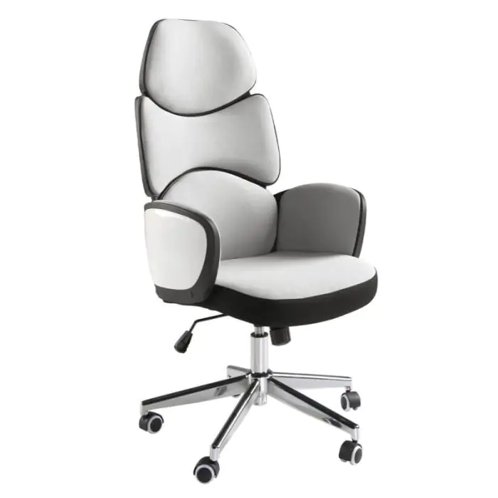Silla Giratoria Oficina Tela Gris Blanco, 64 Cm