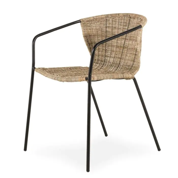 Silla Exterior Ratán Natural Hierro, 58 Cm