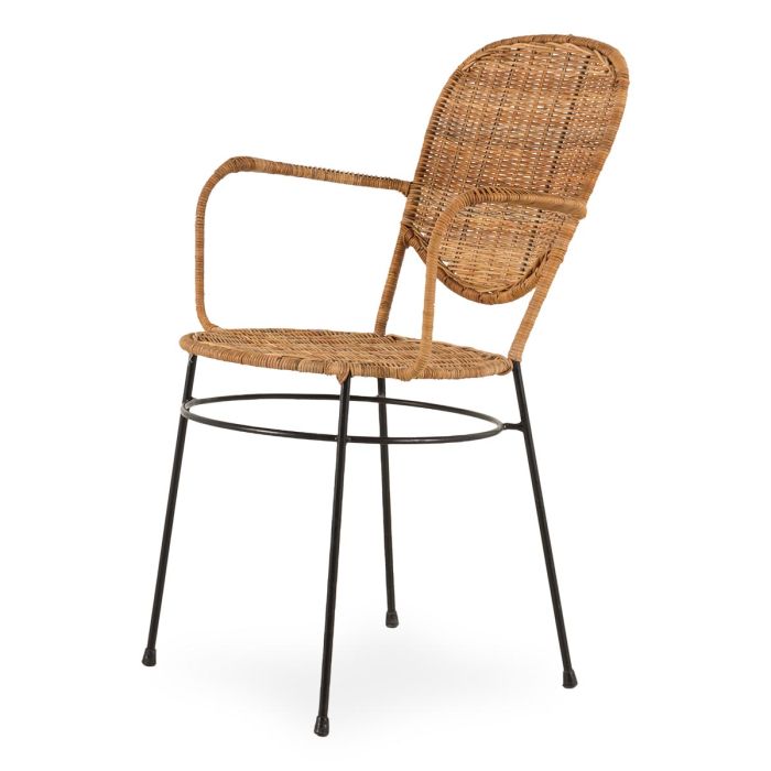 Silla Jardín Ratán Natural Hierro, 57 Cm