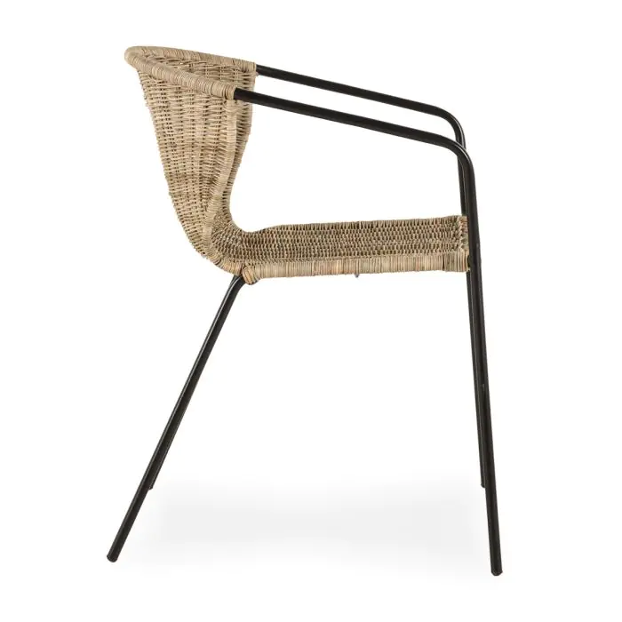 Silla Exterior Ratán Natural Hierro, 58 Cm