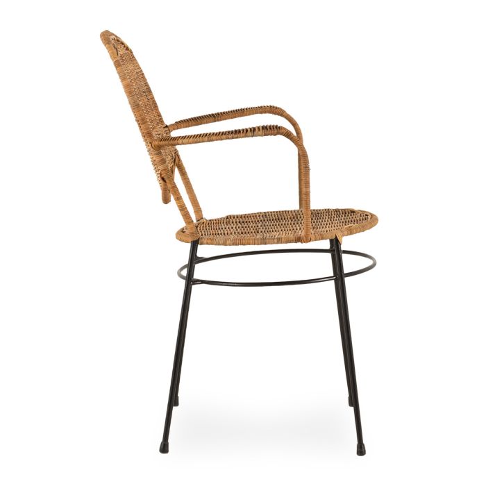 Silla Jardín Ratán Natural Hierro, 57 Cm