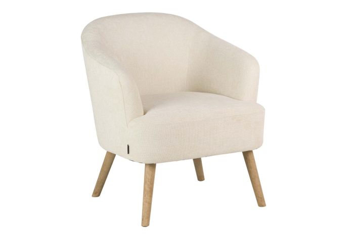 Sillón chenilla beige madera marrón