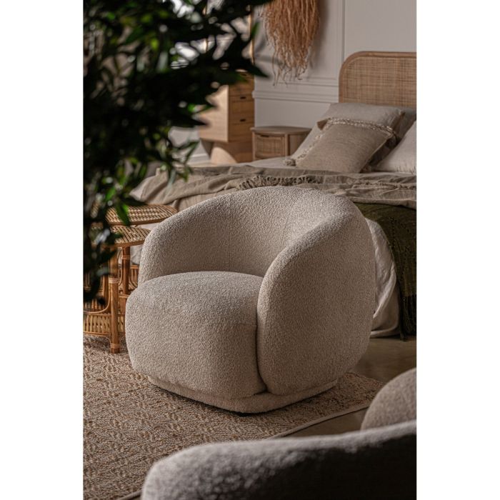 Sillón Bouclé Privas Color Crema, 87 Cm