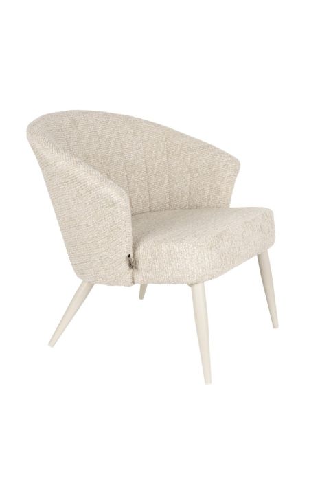 Sillón tapizado beige y patas de metal 77 cm
