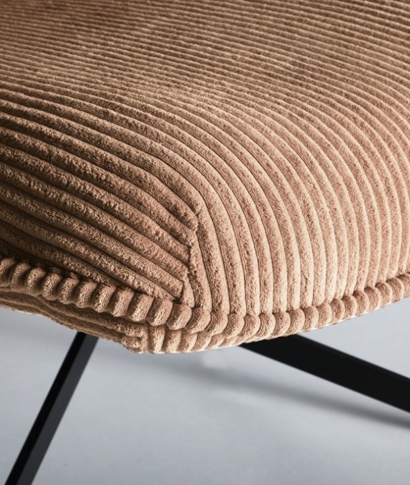 Sillón Giratorio GIGNAC Madera Pana Naranja Hierro, 76 Cm
