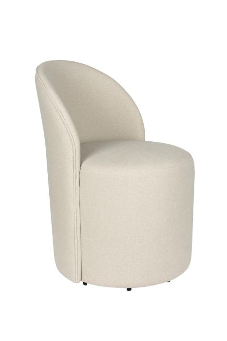 Sillón en madera y hierro tapizado terciopelo brillante beige 53 cm