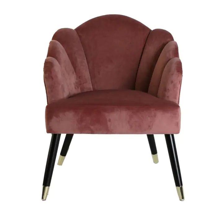 Sillón Rosa Terciopelo Madera Negro