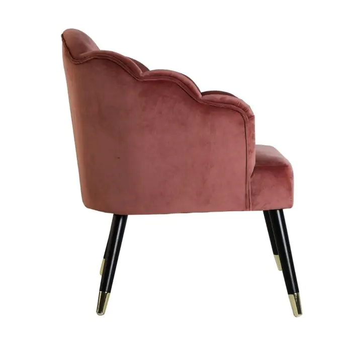 Sillón Rosa Terciopelo Madera Negro