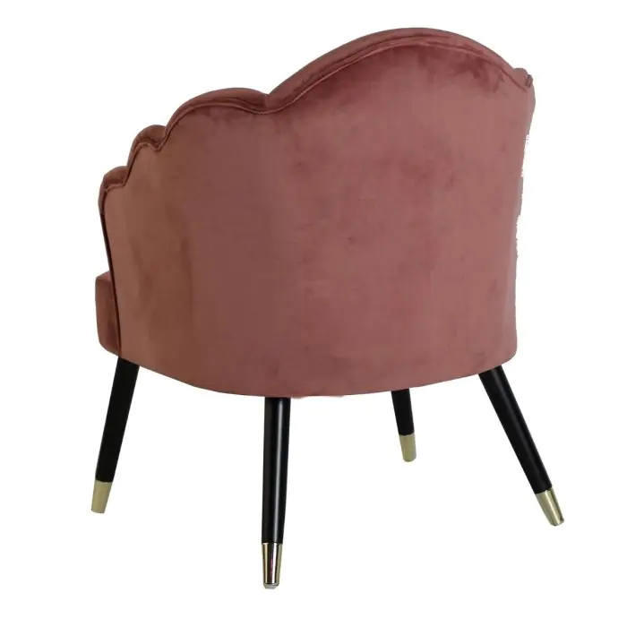 Sillón Rosa Terciopelo Madera Negro