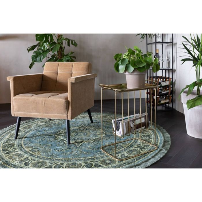 Sillón Vintage Tapizado Terciopelo Color Camel, 73 Cm