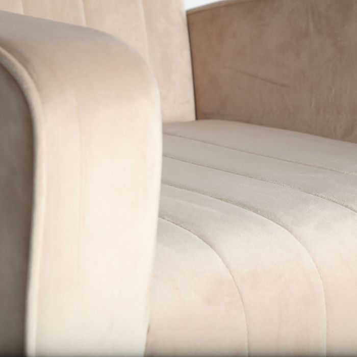 Sillón Art Decó Terciopelo Ocre Acero