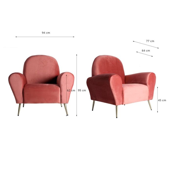 Sillón Art Decó Thou Precioso Terciopelo Rosa Palo