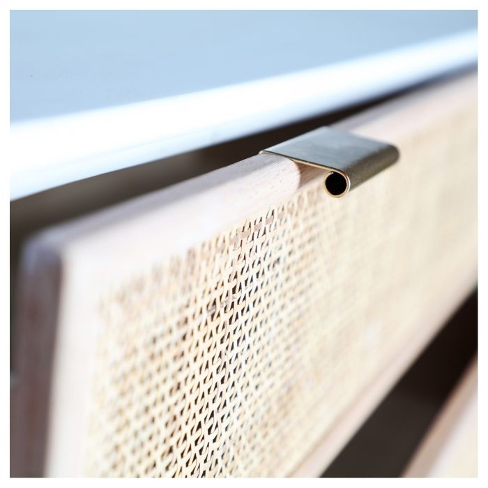 Cómoda Nórdica Madera Pino Blanco Rattan Natural 80 Cm