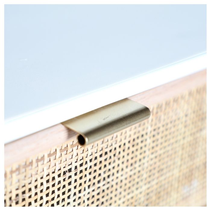 Cómoda Nórdica Madera Pino Blanco Rattan Natural 80 Cm
