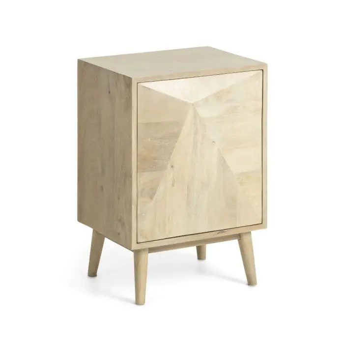 Mesita de Noche Madera Natural 1 Puerta,60 Cm