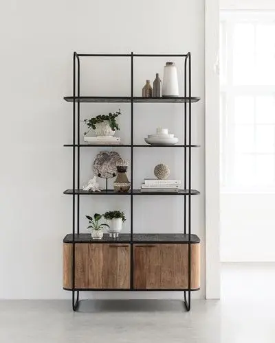 Librería Madera Teca Metal, 110 Cm