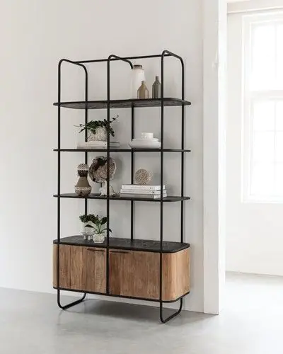 Librería Madera Teca Metal, 110 Cm